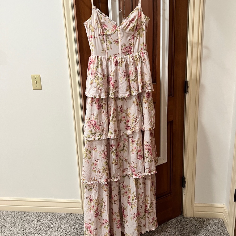v chapman caterina dress in pink rose print